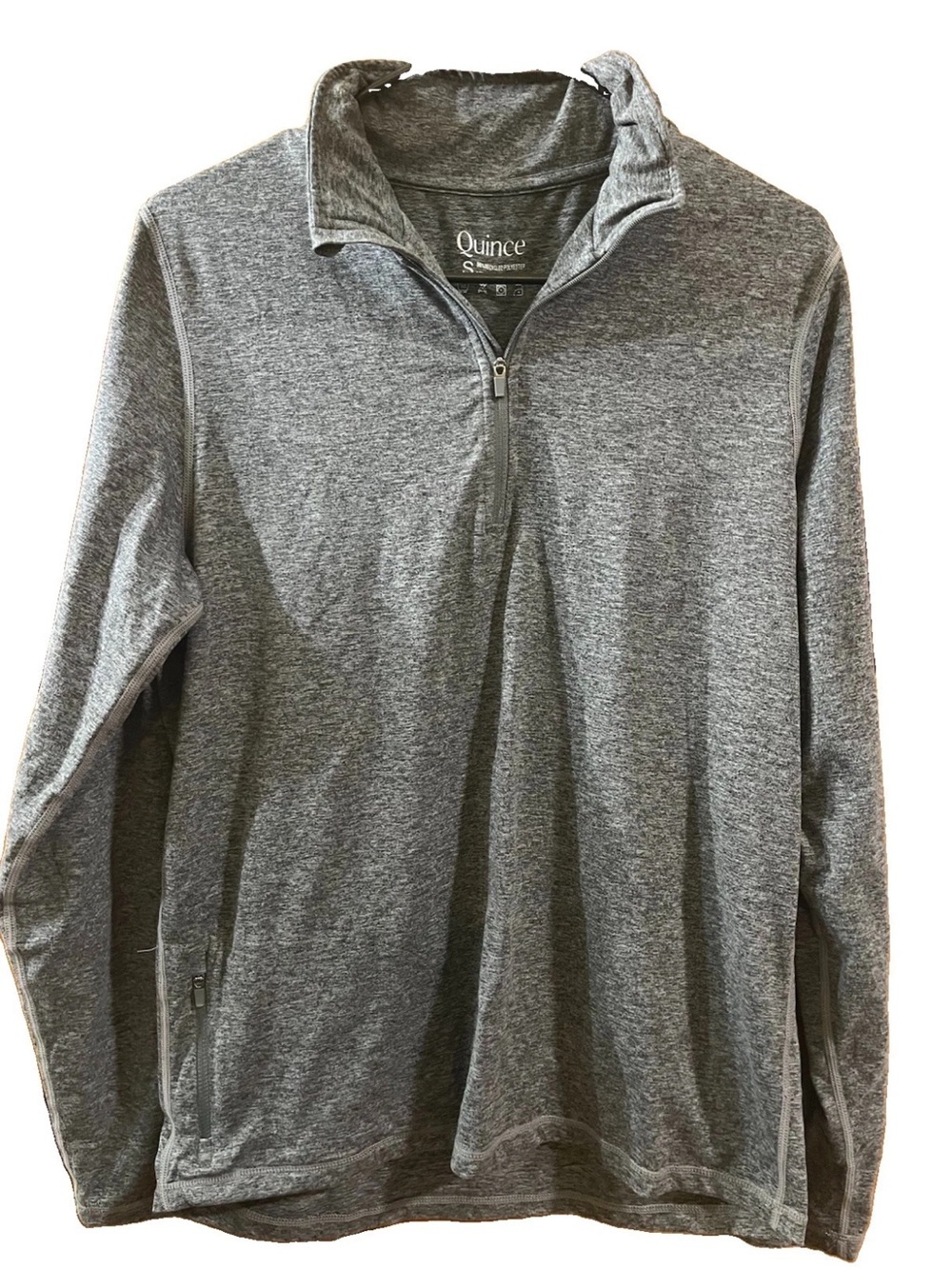 Quince Men Gray 1/4 Zip Flowknit Performance Athletic Pullover Jacket S Gym